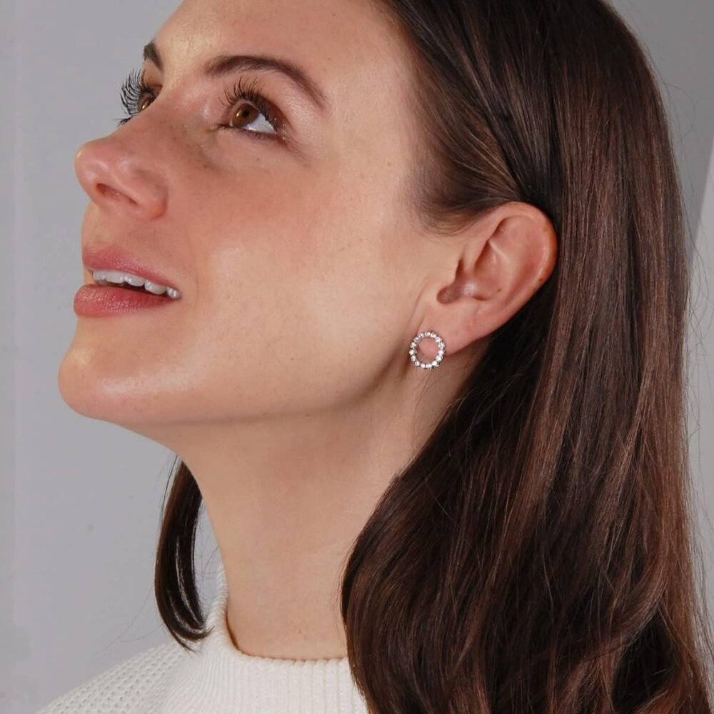 Stunning Simulated Diamond Stud Earrings - Circle… - image 2